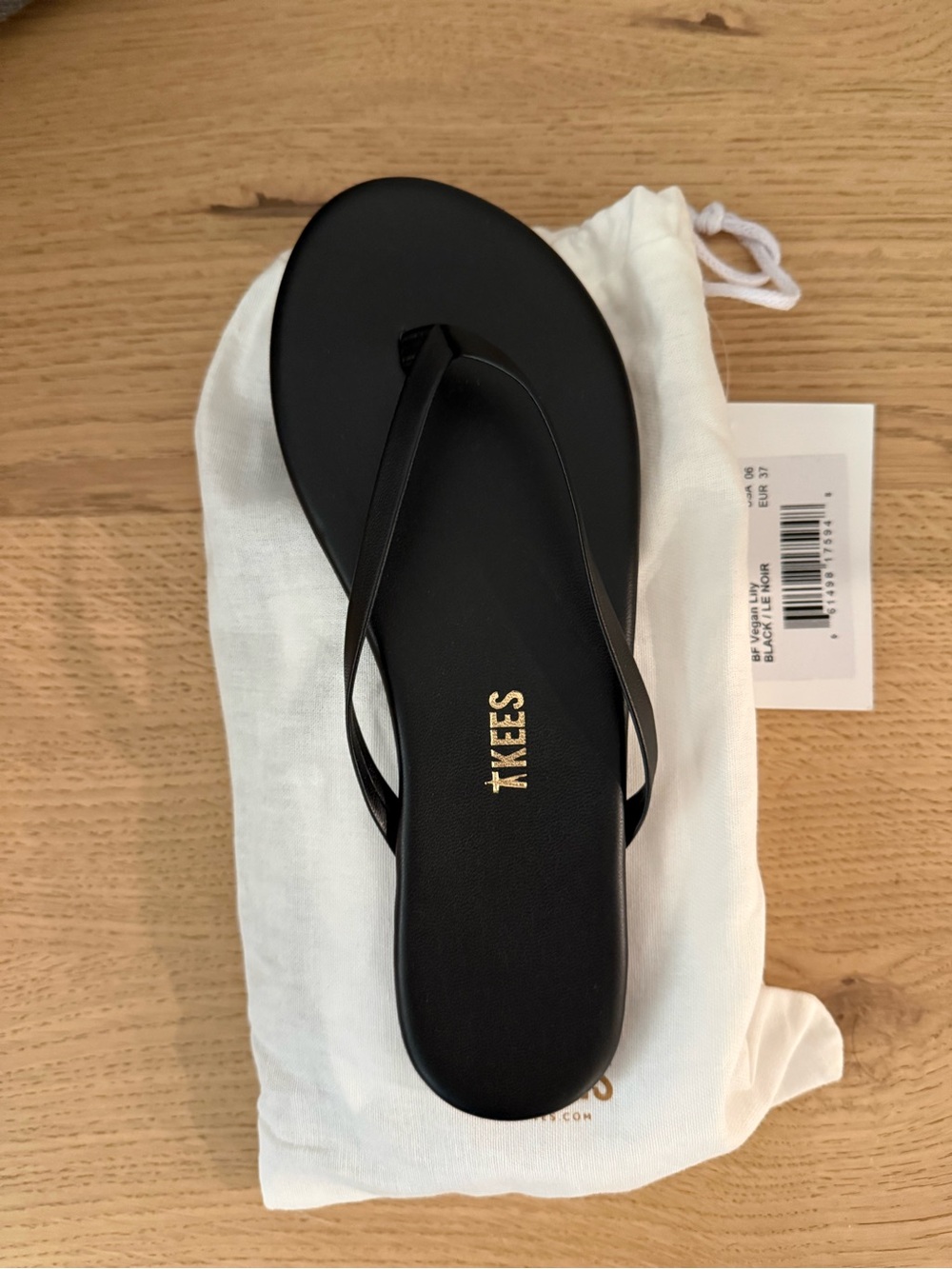 TKEES Black Slim-Strap Flip Flop Sandal